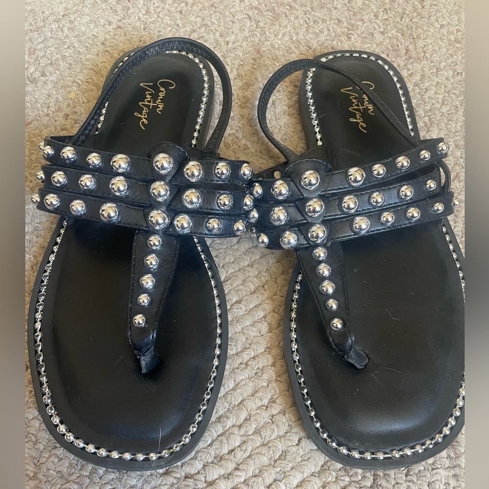 Crown Vintage Black Studded Sandals